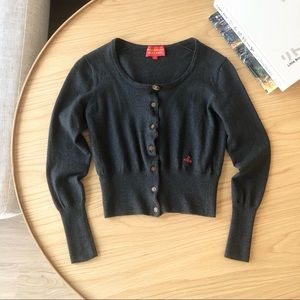 Vivienne westwood iconic classic orb logo embroidered crop cardigan wool